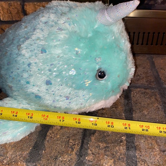 Narwhal Stuffed Plush Blue w/ Sparkle 21 Inches Gorgeous! - Picture 2 of 8